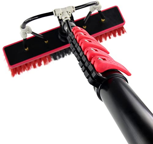 Telescopic Window Cleaning Pole - Water Fed Backpack Brush with Extendable Squeegee Washer for Outdoor Roof and Glass Cleaning