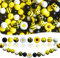 Set Di 128 Perline in Silicone Per Realizzare Portachiavi, 15mm Perle Di Silicone Giallo Nero Colorate Rotonde Per Artigianato Per Bracciali, Fiore Di Sole Perline Kit Catenella Portaciuccio Fai Da Te