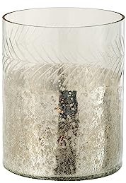 WINDLICHT KLASSISCH Crackle Glas TRANSPARENT/Silber SMALL