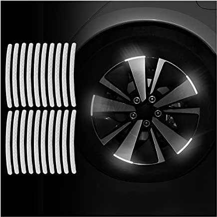 CGEAMDY 20 Stück reflektierende Rad Felgenstreifen Aufkleber, Reflektierende Felgenaufkleber Selbstklebende wasserdichte Universal für Motorrad Auto Fahrrad(Weiß)