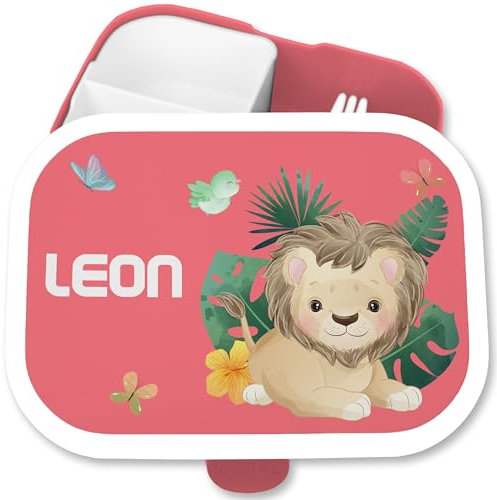 Brotdose Kinder Campus für Mepal - Löwen - Brotbox süßer Löwe Lunchbox König der Tiere Vesperbox Leo I Lion - 750 ml - Rosa - schulkind lunchbox-löwe tier mepal-campus kita fächern