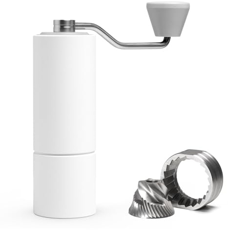 TIMEMORE Manual Coffee Grinder with Stainless Steel Conical Burr Coffee Grinder Chestnut C2 Internal Adjustable Setting Capacity 20g Pour Over Coffee for Travel, Camping, Home White