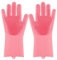 DUnLap Cleaning Gloves Magic Silicone Dishwashing Gloves Scrubber Dish Washing Sponge Rubber Scrub Gloves Kitchen Cleaning Tools 1 Pair Soft Eco Friendly Cleaning Gloves(Pink)