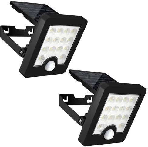 Mille Lucciole Solarlampen für Außen mit Bewegungsmelder,Solar LED Strahler mit Bewegungsmelder Außen 5W IP65 Wasserdichte,Solarlampen für Außen 180° Beleuchtungswinkel für Terrassen【2 Stück Schwarz】