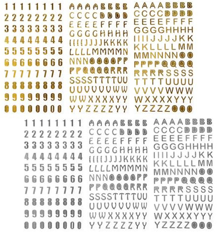 ONEBO 6 Blätter Nummern Alphabet Aufkleber,Selbstklebende Zahlen und Buchstaben Sticker,für Scrapbooking, DIY-Grußkarten, Dekoration, Markierung(3 Stile, 2 Farben)