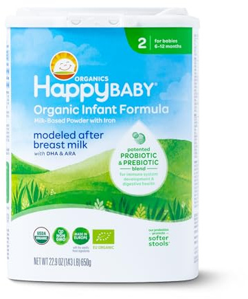HAPPY BABY Stage 2, 6-12 Months, Organic Infant Formula, 22.9oz (1 Pack)