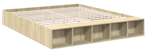 vidaXL Bettgestell, Bett mit Stauraum für Schlafzimmer, Bettrahmen mit Lattenrost, Schlafzimmerbett Doppelbett, Sonoma-Eiche 200x200cm Holzwerkstoff