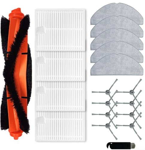 Ensemble d'accessoires pour robot aspirateur pour Lubluelu pour L20 (1 brosse principale, 8 brosses latérales, 4 filtres, 5 serpillères)