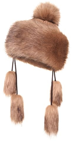Futrzane Classic Mongolische Mütze - Winter Pelzmütze Damen - Fellhut Russisch (S, Beige Classic)