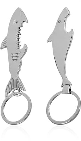2 Stück Hai-Schlüsselanhänger, Flaschenöffner-Schlüsselanhänger, Flaschenöffner-Schlüsselanhänger, Fisch-Schlüsselanhänger, Tier-Flaschenöffner, Cooler Schlüsselanhänger