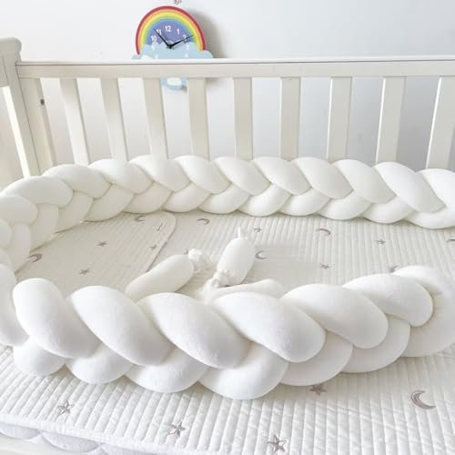 GYCS Bettschlange Geflochten SeitenschläFerkissen Baby Babybett Nestchen Bettumrandung Nestschlange Knotenkissen Kantenschutz Stillkissen Bettrolle Zierkissen Bettumrandung,A1,2.4M