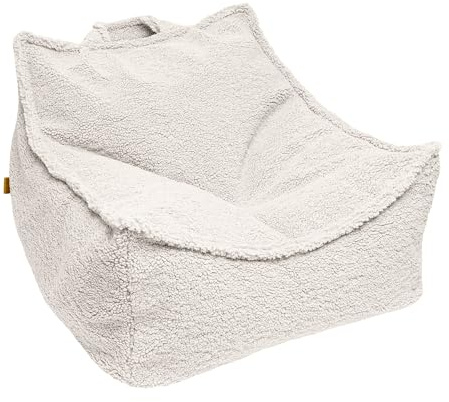 MEOWBABY Sitzsack Eckig für Kinder Sitzpouf Kindermöbel Indoor Beanbag, Bearly, Cremig