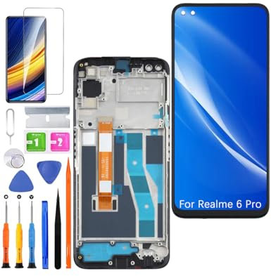 HLYGZX Pantalla de repuesto para pantalla LCD Realme 6 Pro, RMX2061 RMX2063, kit de piezas de reparación (negro con marco)