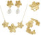 TOFBS Schmuckset für Damen Zarte Blume Metall Blatt Halskette Verstellbares Armband Tropfen Ohrringe und Ring Set Hypoallergene Modeschmuck Geschenke(Gold)