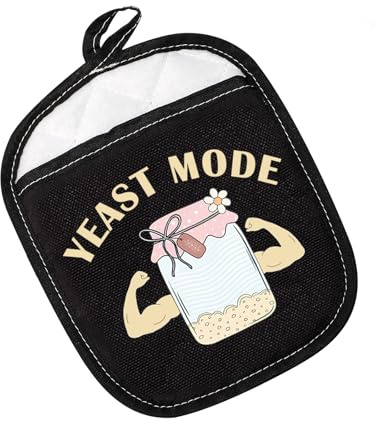 Bread Maker Pot Holder Yeast Mode Pot Holder Yeast Bakers Oven Mitt Baking Pun Gift Sourdough Lover Gift (Yeast Mode Black)