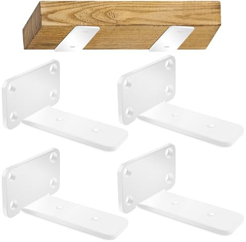 Mimoke Schwerlast Schwimmend Regalhalterung, 5mm Dicke Robuster und langlebiger Wandhalter Tragfähigkeit über 75kg, Ideal für Wohnzimmer, Küche, Esszimmer, Arbeitszimmer (Weiß, 10CM 4Pack)