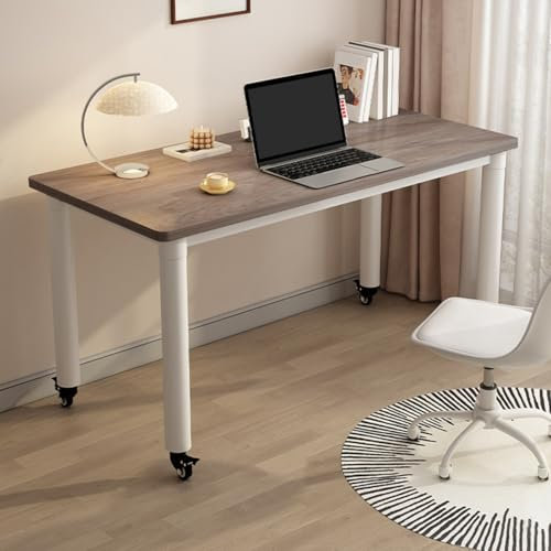 XMLYSMYS Moderner Computertisch mit Rollen, Mobiler Arbeitsplatz Zum Essen, Arbeiten Oder Lesen, mit Stabilem Stahlrahmen, für Kleine Räume, Arbeitszimmer, Büro(Grey,80x40x74cm)
