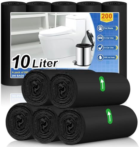 XUXRUS Lot de 200 sacs poubelle noirs de 10 l - Pour salle de bain, bureau