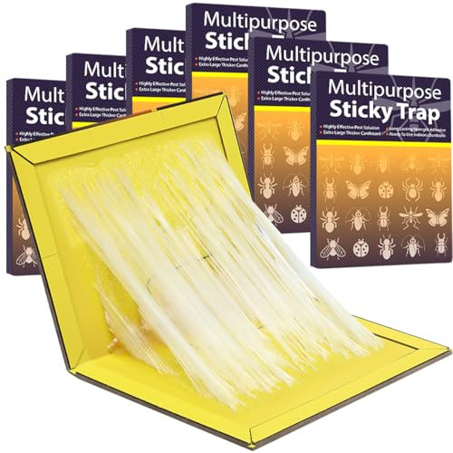 Sticky Pad Traps - 6 Pack Pest Sticky Boards Extra Strong Multi-Use Boards Sticky Catcher Effective for Home Household Outdoor Indoor Garage Garden