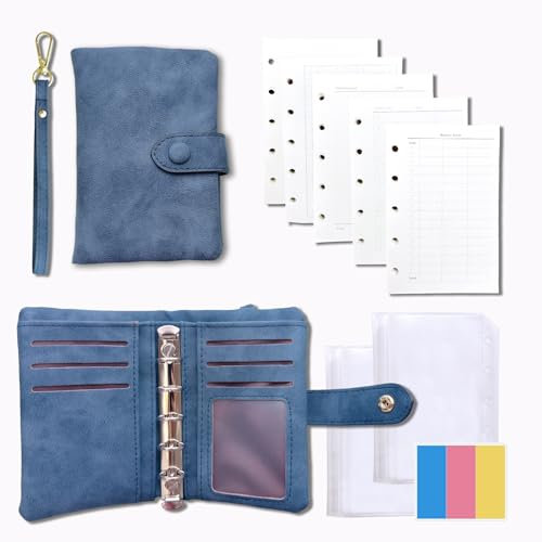 A8/M5 Haushaltsmappe mit Binder, 250 Blatt Füllpapier, A8 Regular Rings planer, sparbuch für geld,finanzplaner,eldsparmappe Pocket Organizer Planner,Haushaltsplaner (Blau)