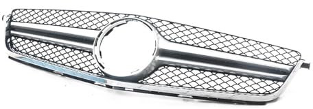 Auto Frontgrill Kühlergrill Für Benz W204 C63 AMG 2012-2014, Nur Silber/Schwarz, Auto-Abdeckung Für Obere Stoßstange, Ansaughaube, Maschengitter-Grill-Kit Kühlergrille(Silber)