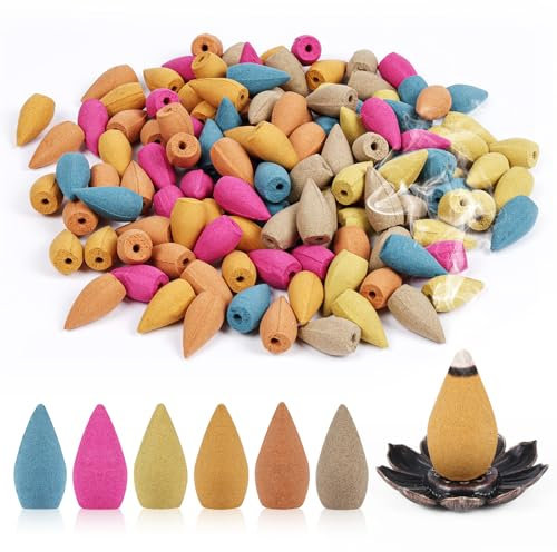 AUAUY 120 Stück Räucherkegel, Wasserfall Rückfluss Räucherkegel für Teestube Arbeitszimmer Büro, Natürliche Aromatische Räucherkegel für Luftreinigung Indert AngstzustäNde Und MüDigkeit