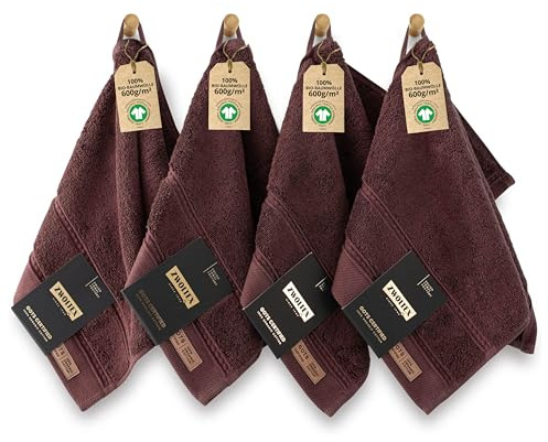 ZWOLTEX - Premium Gästehandtücher 30x50 Rotwein [4er Set - 650 g/m²], 100% Bio Baumwolle GOTS Zertifizert, ÖKO-TEX, Ultra Weich & Saugfähig - Queen Collection