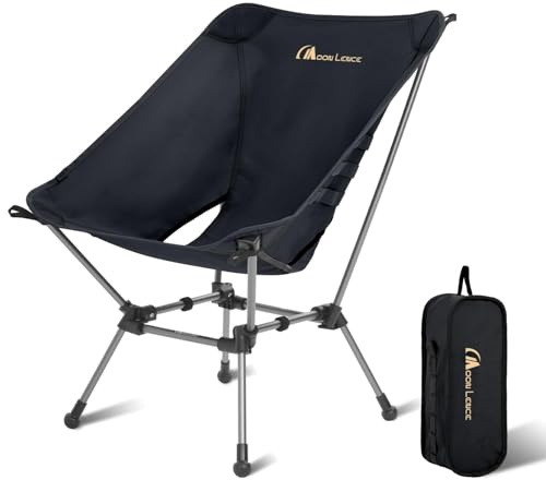 Moon LENCE Tragbarer Campingstuhl, zusammenklappbar, Ultraleicht, kompakt, 159 kg Kapazität, für Outdoor, Camping, Reisen, Strand, Picknick, Festival, Wandern, Schwarz (schwarz)