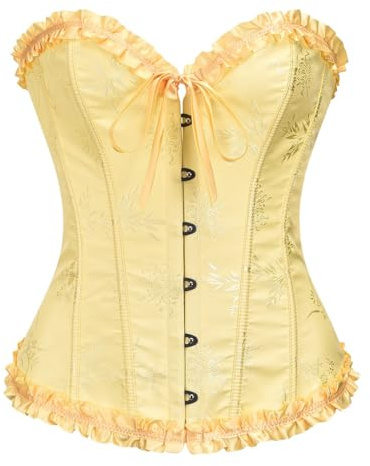 Bslingerie Women Cute Pastel Colour Corset Top Shapewear Lingerie (XS, Yellow)