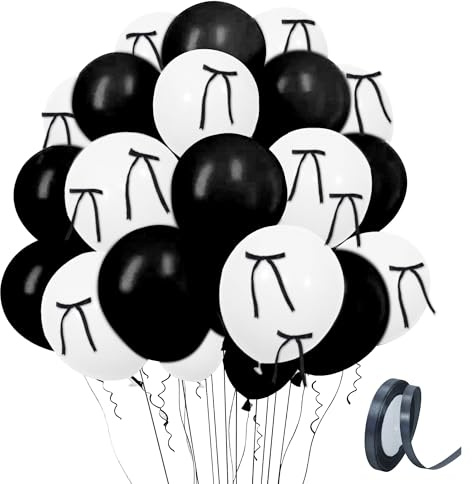 Schleife Luftballons Geburtstag Schwarz weiße Bogen ballons | 42 PCS Schleife Luftballons Geburtstag Schwarz weiße Bogen ballons für Geburtstagsfeier Dekorationen Junggesellen