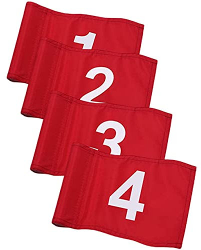 Toyvian 4pcs Golf Flag Mini Golf Flags for Putting Targeting Course Supplies Numbered Green Accessories Course Supplies Red Nylon