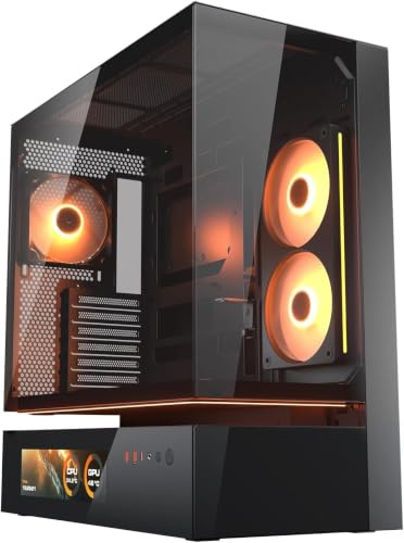 Cougar CFV235 Vision – ARGB Mid‑Tower‑Gehäuse – Schwarz | 5″ LCD‑Panel, ATX/CEB, High‑Airflow, 4× ARGB PWM‑Lüfter, GPU bis 430 mm, USB‑C