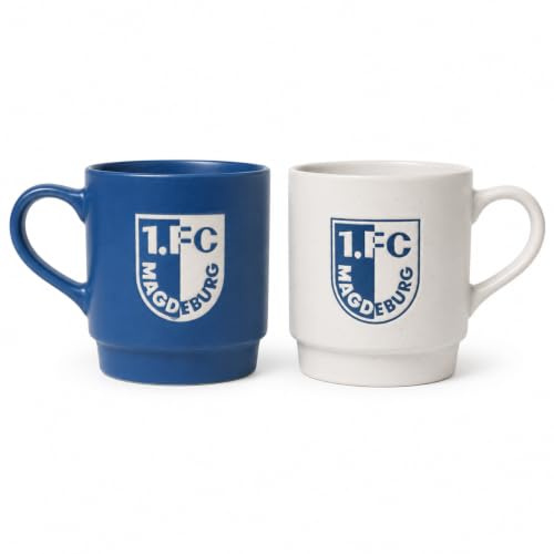 1. FC Magdeburg Stapeltassen 2er-Set – Offizielle FCM Kaffeebecher zum Stapeln – Tassen für Kaffee, Tee & Kakao – Fanartikel Geschenk