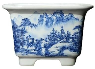 Pots de fleurs en céramique bleu et blanc, pot de jardin intérieur | Et extérieur avec drainage, jardinière chinoise, jardinière chinoise for jardin, entrée, salon
