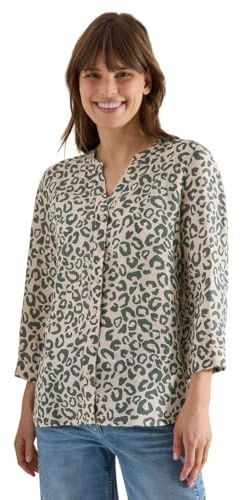 Cecil Bluse mit Leo-Muster aus Leinenmix Macadamia beige S
