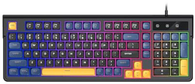 Diyeeni Teclado Mecánico con Cable Retroiluminado RGB de 98 Teclas 19 Teclas Anti-Fantasma Diseño Compacto con Retroiluminación de Colores Mezclados para Juegos Oficina Hogar (Black)