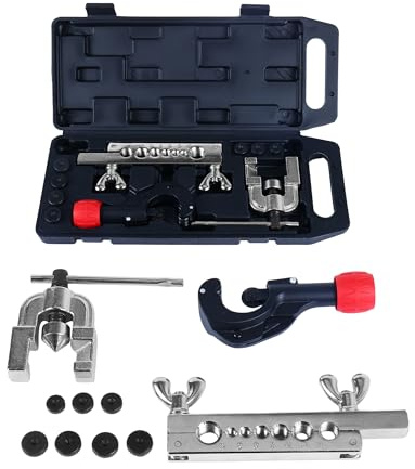 CCLIFE Bremsleitungs-Bördelgerät Set 3–35 mm mit Rohrschneider | Für Stahl-, Kupfer- und Aluminiumrohre, ideal für Kfz-Bremsleitungen, präzises Doppelbördeln, robust und einfach zu nutzen
