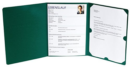 Exacompta 38603B Bewerbungsmappe (3-teilig mit 1 Klemmschiene, Kapazität 30 Blatt aus Manila-Leder-Karton, 400g Nature Future, DIN A4) grün