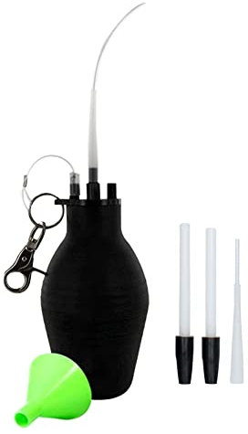 Punchau Garden Powder Duster, Black Plastic Bulb Duster with Silicone Head, 3 Flexible Tips for Organic Gardening