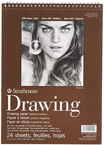 Strathmore 400 Series Zeichenblock, 22,9 x 30,5 cm, mit Spiralbindung, 24 Blatt
