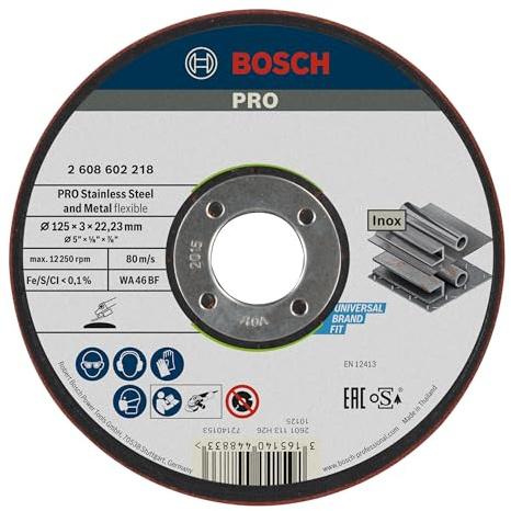 Bosch PRO Semi-Flexible Schleifscheibe, 125 x 3 x 22,23 mm | für Stahl, Edelstahl, Ø 125 mm, Professional Zubehör Kleiner Winkelschleifer