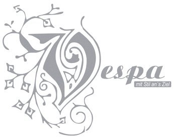 Grafix Werbung & Design Zubehör Schriftzug Aufkleber für Vespa S Roller & Scooter - mit Stil ans Ziel - Silbergrau