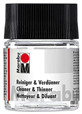 Marabu 13040005000 - Reiniger, 50 ml Glas, universeller Reiniger und Verdünner, zum Reinigen von Glas und Porzellan vor der Bemalung