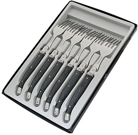 Pradel Excellence - 7210G-6NT - Boîte de 6 Fourchettes - Acier Inoxydable - Manche Gris Marbré - Boîte Vitrine - Élégance et Praticité - Dimensions 25.7 x 16.7 x 2 cm