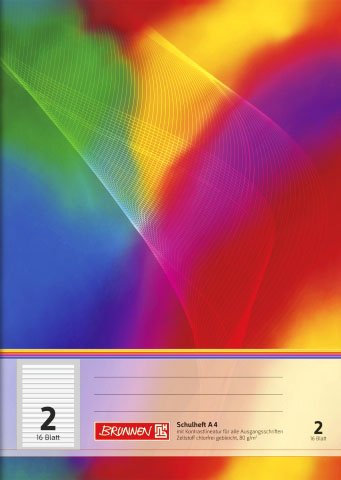 papieto Schulheft/Schreibheft/Rechenheft (Din A4 / 16 Blatt) LINEATUREN FREI WÄHLBAR (Lineatur 2)