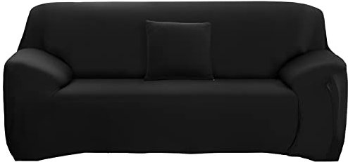 ele ELEOPTION Sofa Überwürfe Sofabezug Stretch elastische Sofahusse Sofa Abdeckung in Verschiedene Größe und Farbe Herstellergröße 195-230cm (Schwarz, 3 Sitzer für Sofalänge 170-220cm)