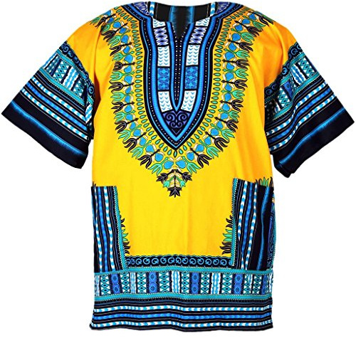 CHAINUPON African Dashiki Cotton Shirt Tribal Festival Boho 60's 70's Hippie Kaftan