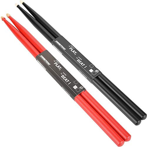 5A Drum Stick Maple Wood Drumsticks Práctica de Percusión para Niños Adultos Profesionales y Principiantes(Rojo)
