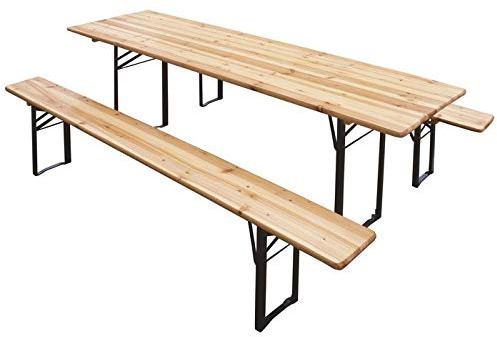 Totò Piccinni Set Birreria 2 Panche e Tavolo in Legno Naturale, Richiudibile, Salvaspazio Varie Misure (220x70)