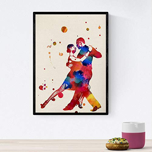 Nacnic Poster Tango Paar mit Aquarellentwurf. Mischen Sie mit Aquarell-Stylesheets für die Innendekoration. A4-Format